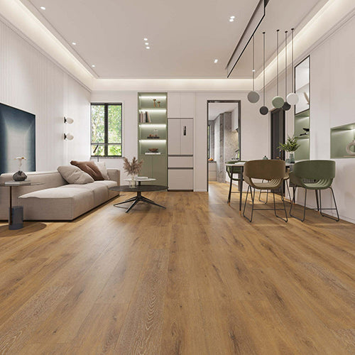 Modern SPC flooring renovation in a residential living room