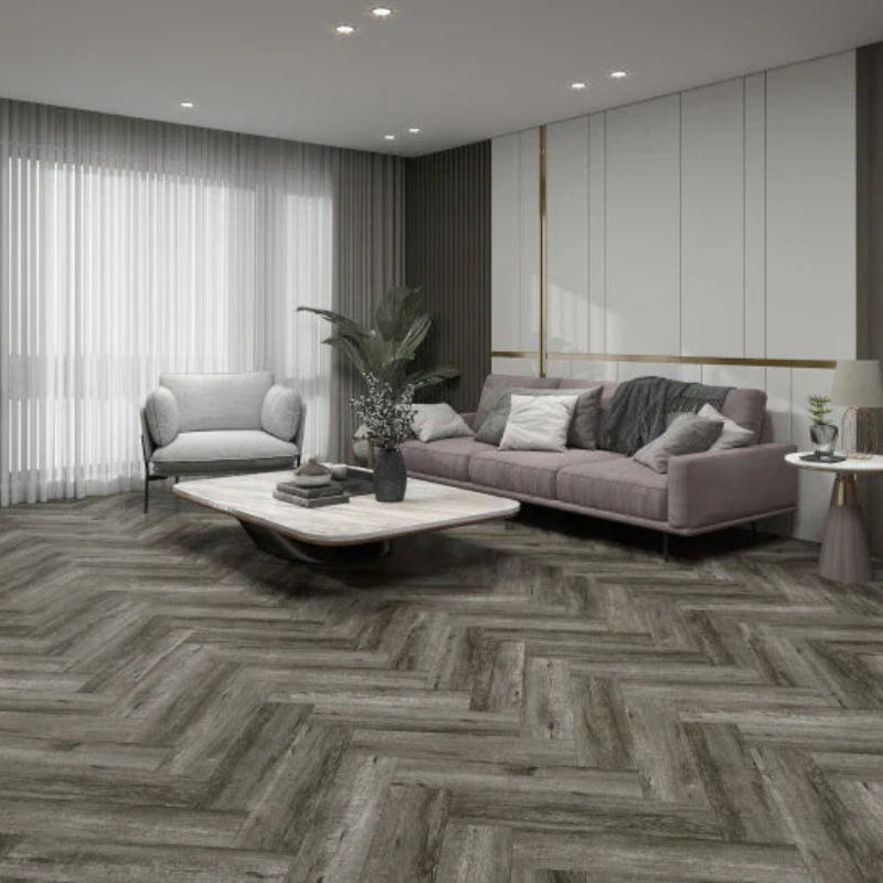 Herringbone Midnight Grey Spc Flooring