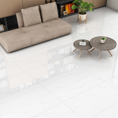 Macy White Polished Marble Tile